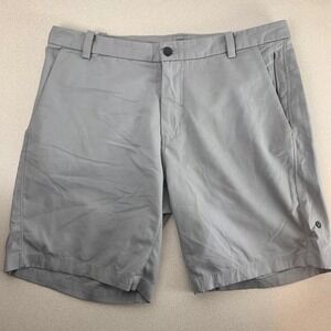 Lululemon Commission Shorts Mens 36 Gray Classic Fit Golf Casual 9 Inch Inseam